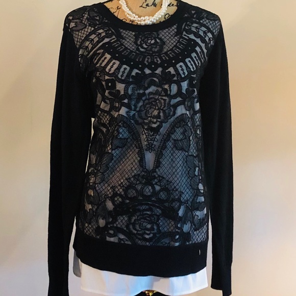 Simply Vera Vera Wang Sweaters - Plus Size SIMPLY VERA WANG Lace Mock-Layer Sweater
